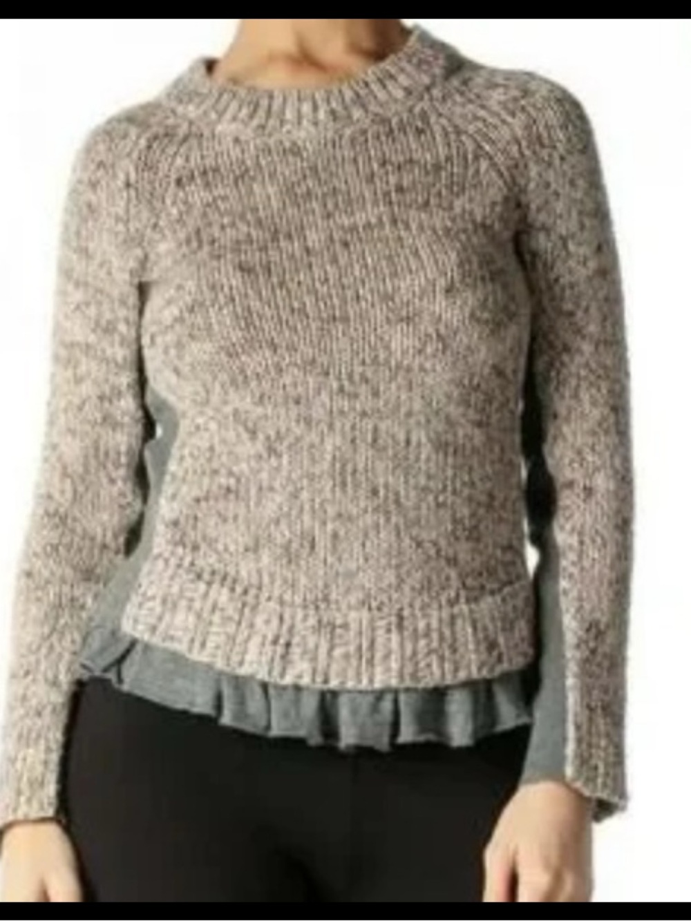 Anthropologie Moth Aspara Wool Blend Ruffle  Hem Sweater